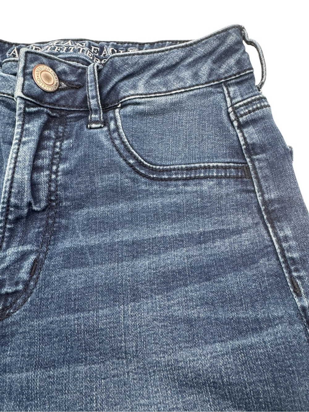 American Eagle Super Stretch Sky High Shortie Jean Shorts Rise 10" Ins 2" Size 4 - Picture 4 of 14